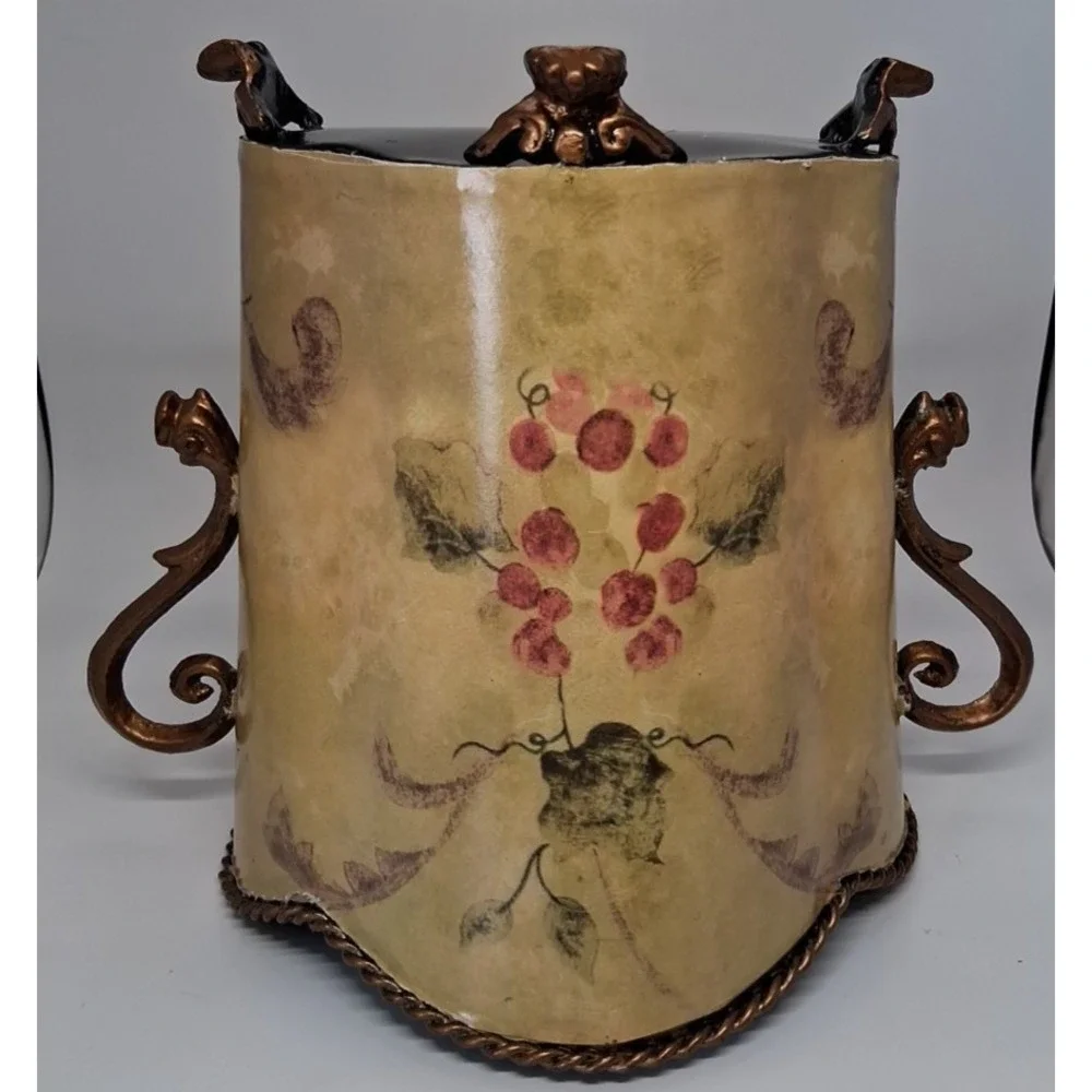 Vintage Style‎ Decorative Cache Pot with Handles and Grape Design